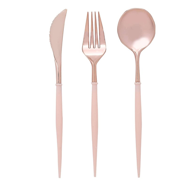 Efavormart 24 Pack | 8" Rose Gold Heavy Duty Plastic