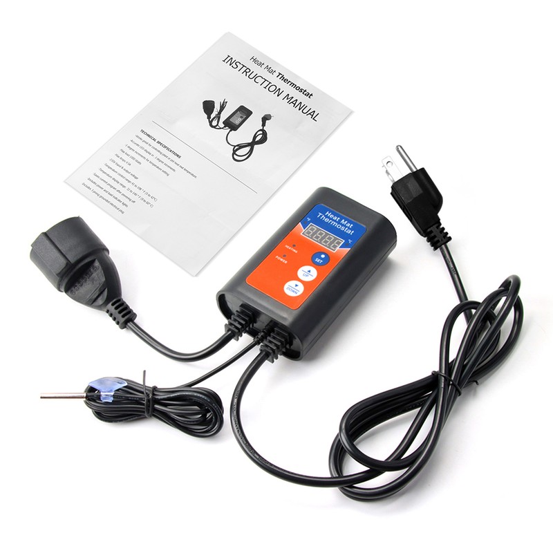 Digital Heat Mat Thermostat 1000W 110V 41-108℉ Temperature Controller with