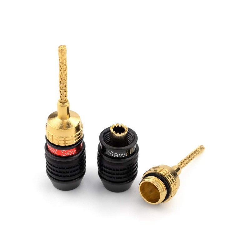 Deadbolt Flex Pin Banana Plugs for Spring Loaded Speaker Terminals,