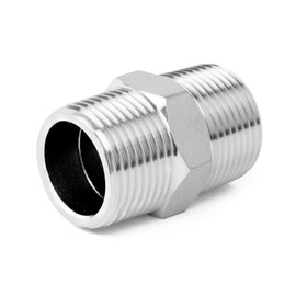 ChillWaves 304 Stainless Steel Pipe Fitting, Hex Nipple 1" NPT Male x 1" NPT Male Thread Adapter(3-PACK)