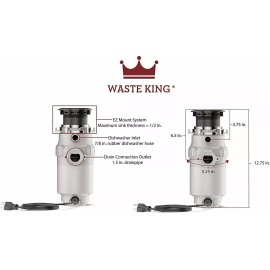 Waste King L-111 Garbage Disposal with Power Cord, 1/3 HP