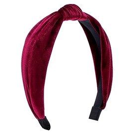Wee Ones Girls' Velvet-Wrapped Headband with Knot, Handmade, For All Ages, One Size Fits Most, Cranberry