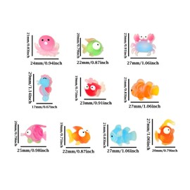 Honbay 50PCS Ocean Animal Theme Flatback Slime Charms Crab Seahorse Octopus Tropical Fish Frosted Resin Cabochons for Hair Clips Scrapbooking Phonecase Decor Craft Making (10 Styles)