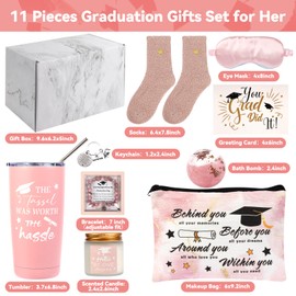 11 Pieces Graduation Gifts for Her,Class of 2026 Graduation Gifts The Tassel was Worth The Hassle College Grad Gift for Women