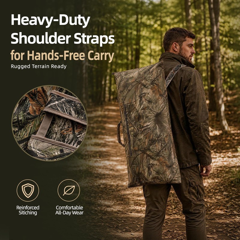 FUNHORUN Extra Large Camo Scent Proof Hunting Bag, 50x26" Waterproof