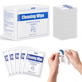 100 Pcs Hearing Aid Cleaning Wipes - Individually Wrapped Alcohol-Free Towelettes, 4.7 x 6.3 inches Thick Durable Wipes for Hearing Aids, Earbuds, Headphones, Travel-Friendly