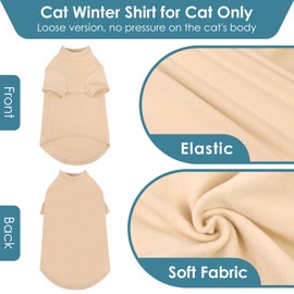 SUNFURA Turtleneck Sweater for Cat, Sphynx Cats Shirt Hairless Cat Sweaters with Sleeves, Warm and Soft Kitten Pullover Fleece Winter Pajamas Jumpsuit for Puppy Cats, LightYellow XL