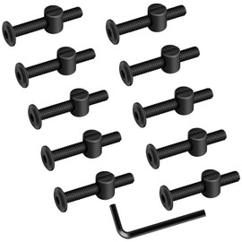 MewuDecor M6 x 30mm Black Flat Head Socket Head Screw Furniture Bolts and Barrel Nuts, with Allen Wrench Perfect for Furniture, 10 Sets