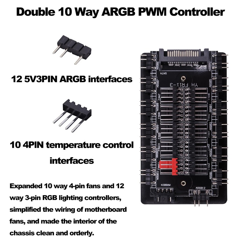 CybNemo 5V 3Pin ARGB Fan Hub & 4 Pin PWM