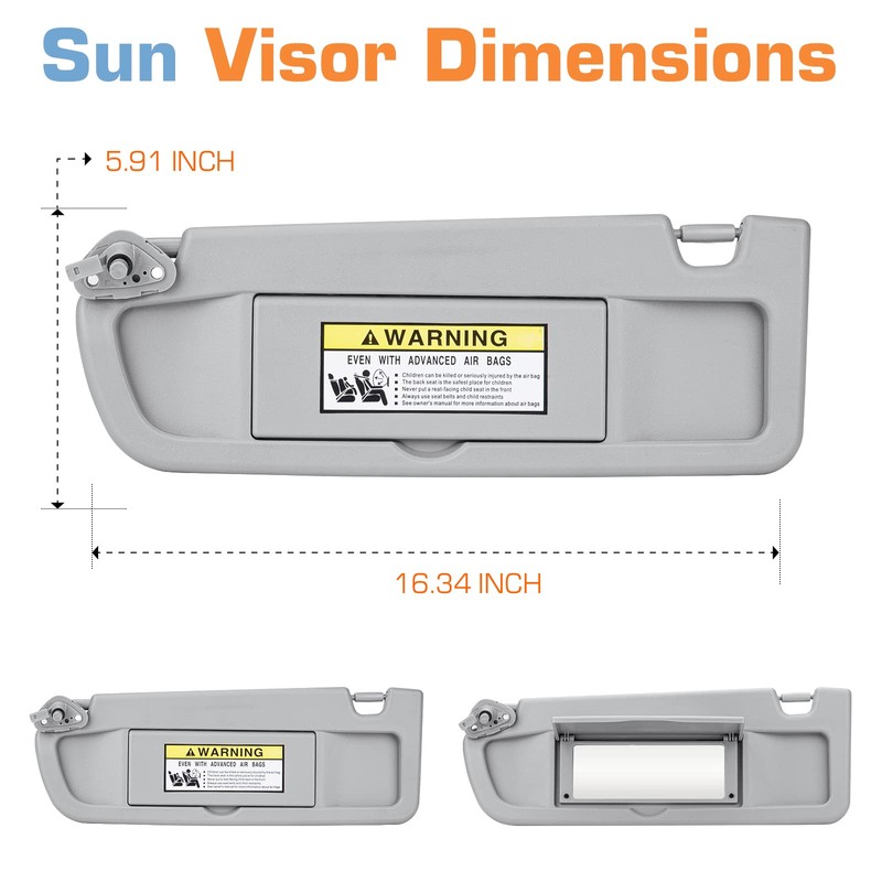 Hurotoms Left Driver Side Sun Visor Without Light for 2006