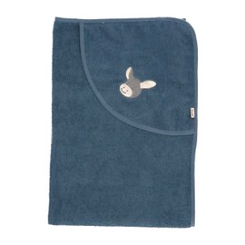 Sterntaler Baby Boys Bath Towel Baby GOTS Emmi - Bath Poncho Baby, Hooded Towel, Bath Towel Children with Donkey Motif - Organic - Grey Blue