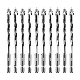 Four-Flute Sawtooth Eccentric Drill Bit, High-Strength Serrated Drill Bit 1/4 Hex Shank High Strength Tungsten Carbide Tip Tile Drill Bit Set (Silver,6mm)