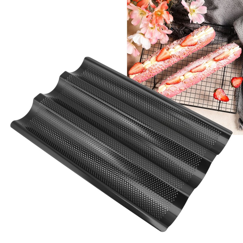 Baguette Pan Stainless Steel U Shape Uniform Heating Perforated Design