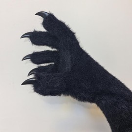 SCLMRO Kigurumi paws & Fursuit KIG Paws , Black Costume Gloves with White Claws, Cosplay Paw Gloves - Colour: Black nails & white gloves