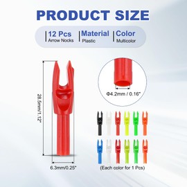 PATIKIL Archery Arrows Nocks 4.2mm, 12 Pack Plastic Insert Arrow Nock Replacement Arrow Tails for Hunting Shooting Compound Recurve Bow, Multicolor