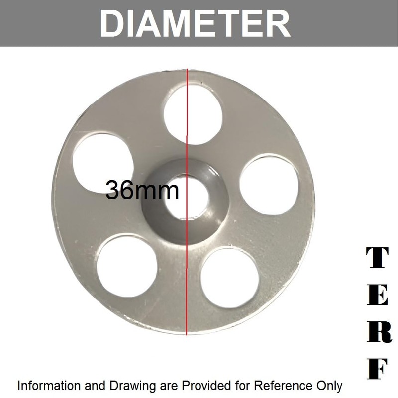 TERF® 36mm Metal Insulation Fixing Discs 36mm (1.41 inch) Stainless