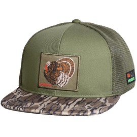 EDTREK Outdoorsman Pro Trucker Breathable Mesh Performance Cap - Flat Brim Snapback Hat (Turkey - Olive Bottomland Camo)