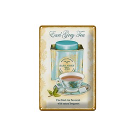 Tin Sign 20 x 30 cm – Made in Germany – Tee Earl Grey Tea Black Tea Bergamot Metal Decorative Tin Sign