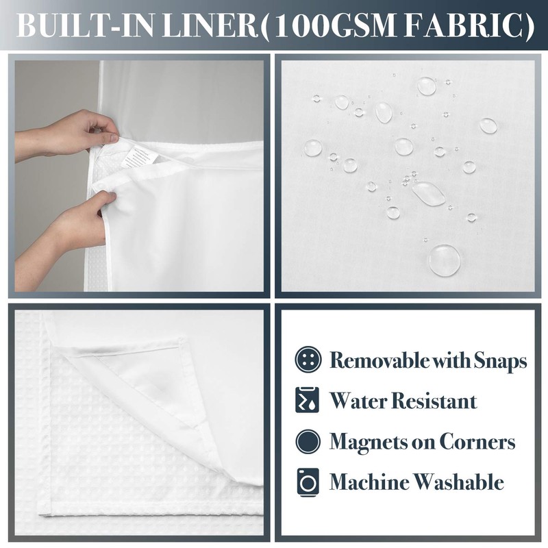 N&Y HOME Stall Waffle Weave Shower Curtain with Snap-in Liner