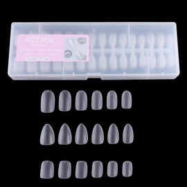 MZCMSL Nail Tips, 300 Pieces, Total 3 Types, Set of False Nails, Clear, Short, Ultra Thin, Natural Fit, Adhesion, Nail Use, DIY, Practice, Commercial Use (Points S. Ovals, Ballerinas)