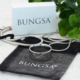 Bungsa Men's Ring Wide Silver Stainless Steel Solid, Stainless Steel, No Gemstone