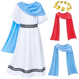 Kids Grecian Robe for Medieval times Olympic palace White Toga Costume 8-10 Years (140)