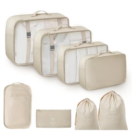 Juego de 8 Bolsas Organizadoras de Viaje, Organizadores de Viaje para Equipaje, Bolsas Organizadoras de Equipaje para Accesorios de Viaje en 3 Tamaños (Grande, Mediano, Pequeño) Esenciales de Viaje