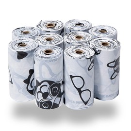 Best Pet Supplies Dog Poop Bags (150 Bags) for Waste Refuse Cleanup, Doggy Roll Replacements for Outdoor Puppy Walking and Travel, Leak Proof and Tear Resistant, Thick Plastic - White