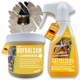 Saddle Soap + Hoof Balm Colourless I Leather & Horse Care Set Smooth Leather Care Saddle Leather Boots Bridle Leather Couch Car Sofa Shoes l Leather Balm for Spraying Care & Protection of Leather