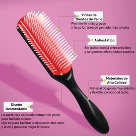 4 Cepillos para Cabello Rizado, Peine para Cabello Lacio + Cepillo Desenredante + Cepillo de Pulpo para Rizos + Peine de Cola, Cepillos y Peines para Cabellos Finos y Gruesos, Uso en Seco y Mojado