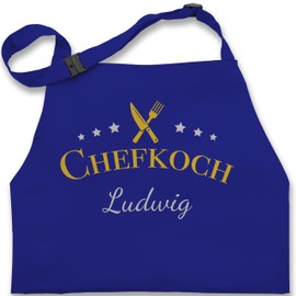 Geschenk mit Namen personalisiert by Shirtracer - Children's Apron for Boys and Girls – Cooking Apron – Chef with Name, 4 Royal Blue