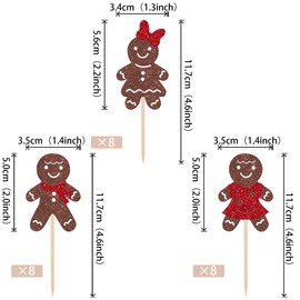 24 piezas de decoración de magdalenas de hombre de jengibre con purpurina para pan de jengibre de hombre es una niña, para feliz Navidad, baby shower, revelación de género para niños y niñas,