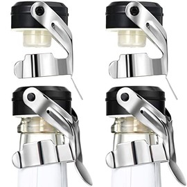 Stainless Steel Champagne Stoppers 2.71 x 1.93 Inch Wine Bottle Stoppers Sealer Reusable Champagne Cork Bottle Plug Champagne Saver Beverage Bottle Stopper for Keeping Wine Fresh(4 Pieces)