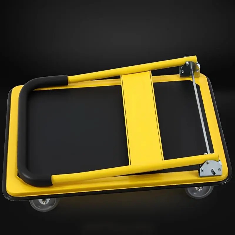Four-Wheel Folding Trolley Silent Rubber Wheels Durable Plastic Structure for