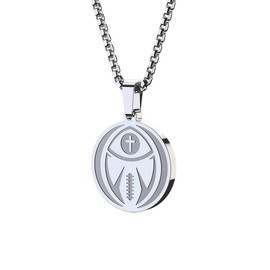 seensea Sports Luke 1:37 Athletes Necklace Baseball Football Soccer Basketball Volleyball Inspirational Pendant for Boys Girls Gift (Silver Football)