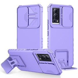 Vokuha Case for vivo Y72 5G Case, vivo Y53S V2111A Case with Slide Camera Lens Kickstand Military-Grade Bumpers Armor Shockproof Protective Cover for vivo Y72 5G Purple