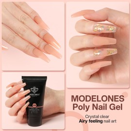 Modelones Poly Gel 50 ml 1 Piece Deep Nude Colours Nail Gel Starter Set Gel Nail Extension Gel Quick Extension Building Acrylic Nail Gel for Technicians Starter DIY Salon Kit
