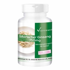 Siberian Ginseng 750 mg - 180 Vegan Tablets - High Dose - Siberian Ginseng | Vitamintrend®