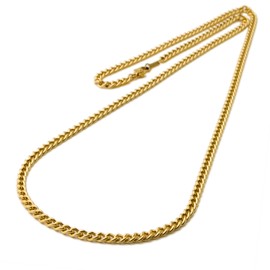 e-housekiya Titanium Necklace, Gold Ion Plating, Hypoallergenic Chain, Men's Gift, Present, Metal