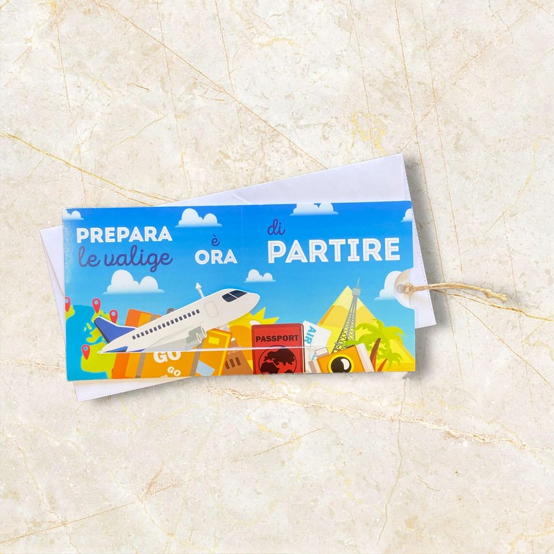 LINA OFFICINE GRAFICHE CREATIVE Grußkarte Geschenk Reise Flugzeug Geldhalter Original