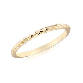 Carissima Gold Women's 9ct Yellow Gold Diamond Cut Slim Band Stack Ring #L