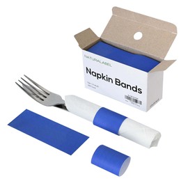 NATURALABEL 500 PCS Paper Napkin Rings with Box, Self-Adhesive Napkin Bands, for Family Meal, Birthday Party, Wedding, Celebration (Blue)
