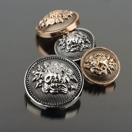 Botones de metal antiguo, forma redonda, 5 piezas, mini accesorios para manualidades (25 mm, plateada-2)