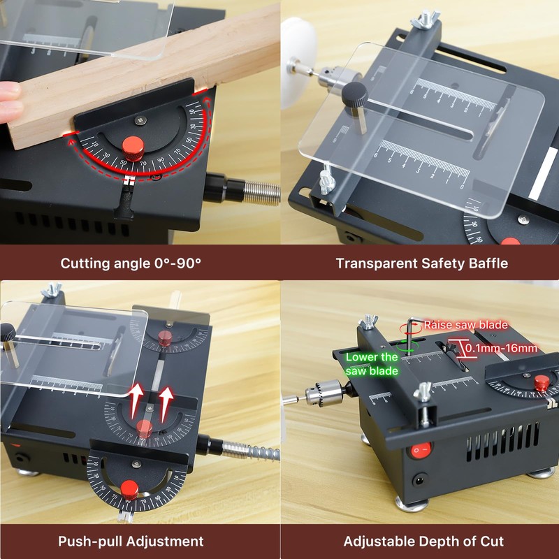 YSJWAER Mini Small Multi-Functional Table-Saw - Portable Crafts Table Saw