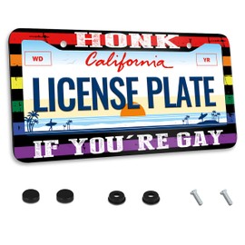 Honk If You're Gay License Plate Frame Pride Funny Stainless Steel License Plate Frame for Car Decorative Parts License Plate for Standard Us Canada License Plate Holder Unisex 12x6