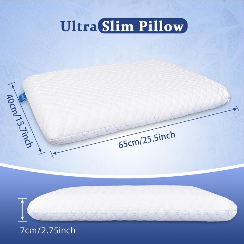 SofGlowly Ultra Thin Flat Pillows for Sleeping, Cooling Memory Foam