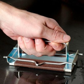 40 Griddle Cleaning Screens with Screens Holder – Commercial Grill Cleaning Tool, 5"x2.75" Zinc-Plated Pad Holder + 40 Griddle Scrubbing Screens for Flat Top Grills