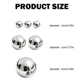 Ekukeon Pack of 6 Stainless Steel Garden Balls, Decorative Ball Swimming Balls, Silver, Swimming Balls for Mini Pond, Metal Hollow Ball for Decorative Fountain (2 cm x 3 + 4 cm x 2 + 6 cm x 1)