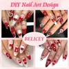 BELICEY 150Pcs 3D Bow Nail Charms Red Acrylic Bow Heart
