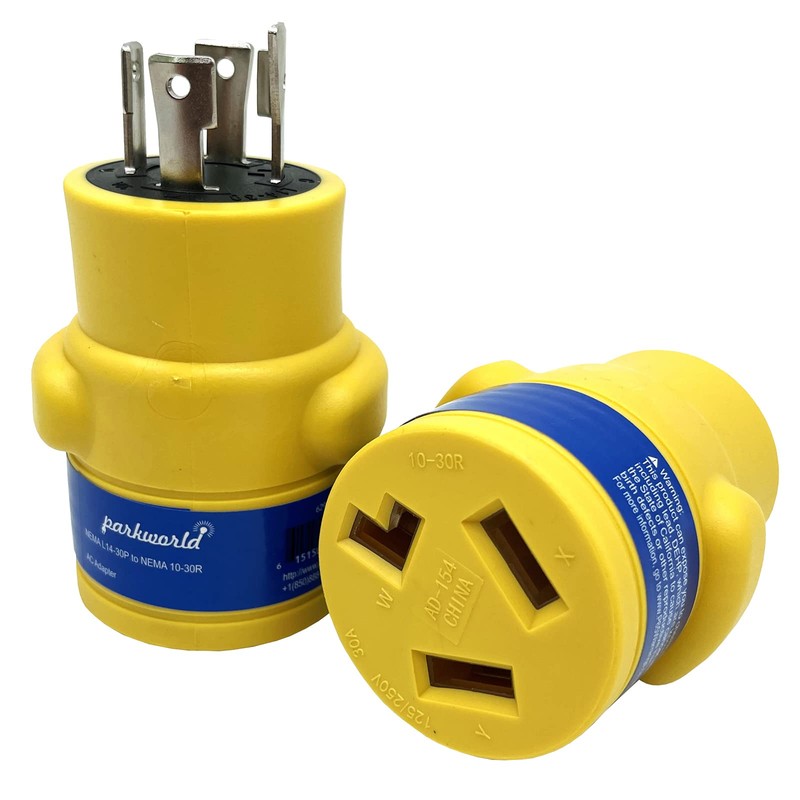 Parkworld 62947 NEMA L14-30P to 10-30R Adapter 4-Prong Generator 30A